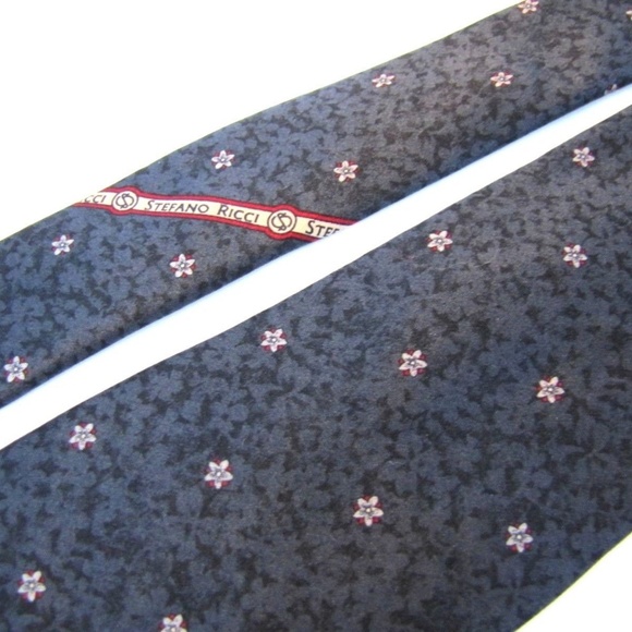STEFANO RICCI Tie Gun Metal Gray Micro Floral - Picture 5 of 7